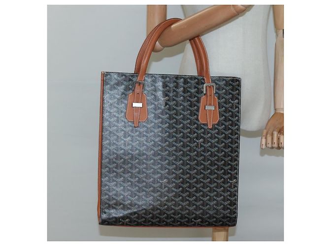 Borsa Tote GOYARD Herringbone COMOR GM in pelle nera e argento Auth bs24293 Nero - vista 19