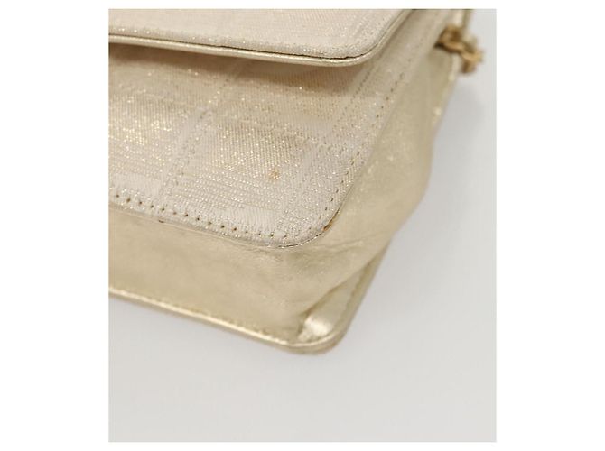 CHANEL New Travel Line Chain Wallet Nylon Gold CC Auth 119624 Golden - view 11