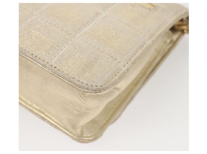 CHANEL New Travel Line Chain Wallet Nylon Gold CC Auth 119624 Golden - view 13