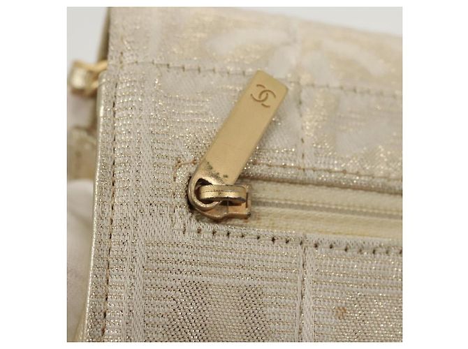 CHANEL New Travel Line Chain Wallet Nylon Gold CC Auth 119624 Golden - view 14