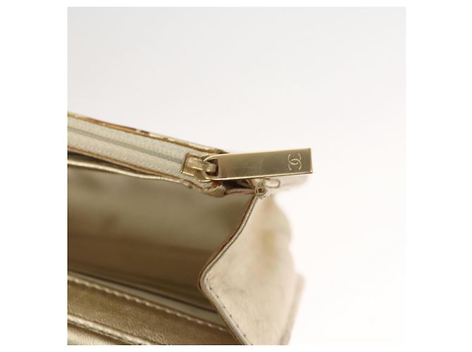 CHANEL New Travel Line Chain Wallet Nylon Gold CC Auth 119624 Golden - view 15