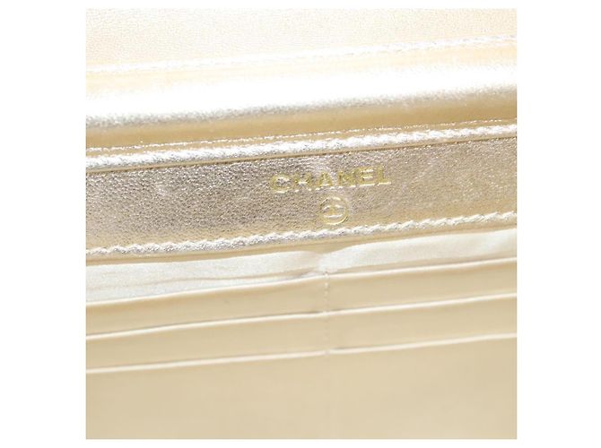 CHANEL New Travel Line Chain Wallet Nylon Gold CC Auth 119624 Golden - view 19