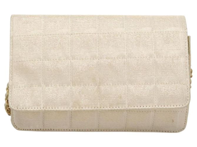 CHANEL New Travel Line Chain Wallet Nylon Gold CC Auth 119624 Golden - view 2