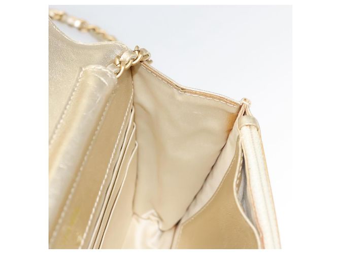 CHANEL New Travel Line Chain Wallet Nylon Gold CC Auth 119624 Golden - view 21