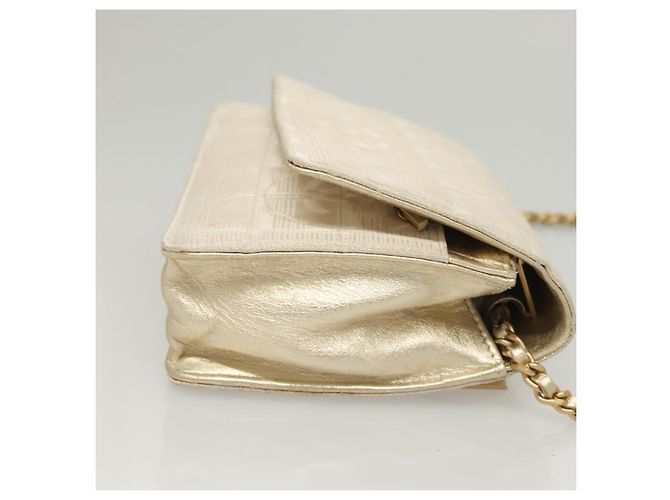 CHANEL New Travel Line Chain Wallet Nylon Gold CC Auth 119624 Golden - view 4