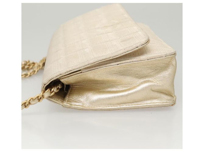 CHANEL New Travel Line Chain Wallet Nylon Gold CC Auth 119624 Golden - view 5