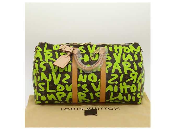 LOUIS VUITTON Monogram graffiti Keepall 50 Borsa Boston Verde M93700 Auth 29946SV Verde chiaro Monogramma - vista 12