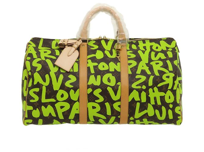LOUIS VUITTON Monogram graffiti Keepall 50 Borsa Boston Verde M93700 Auth 29946SV Verde chiaro Monogramma - vista 13