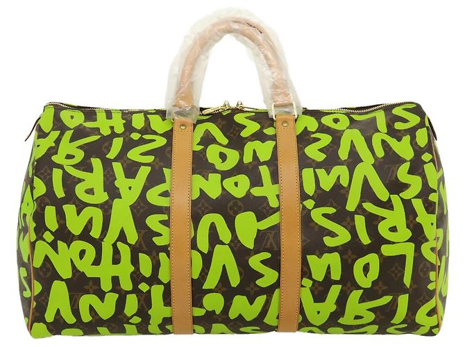 LOUIS VUITTON Monogram graffiti Keepall 50 Borsa Boston Verde M93700 Auth 29946SV Verde chiaro Monogramma - vista 2