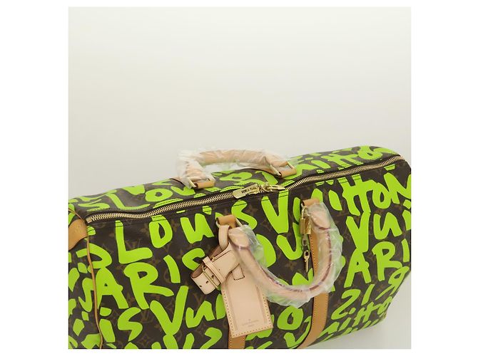 LOUIS VUITTON Monogram graffiti Keepall 50 Borsa Boston Verde M93700 Auth 29946SV Verde chiaro Monogramma - vista 6