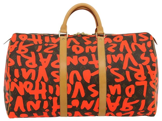 LOUIS VUITTON Monogram Graffiti Keepall 50 Borsa Boston Arancione M93699 Auth 29908SV Monogramma - vista 2
