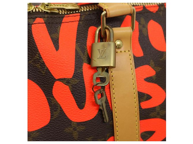 LOUIS VUITTON Monogram Graffiti Keepall 50 Borsa Boston Arancione M93699 Auth 29908SV Monogramma - vista 22