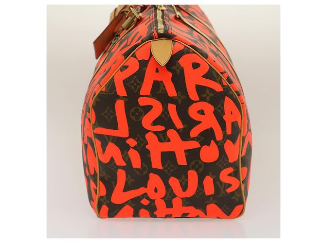 LOUIS VUITTON Monogram Graffiti Keepall 50 Borsa Boston Arancione M93699 Auth 29908SV Monogramma - vista 3