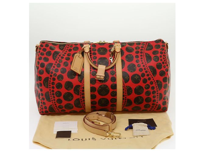 LOUIS VUITTON Monogram Yayoi Kusama Keepall Bandouliere55 Borsa M40695 Auth 30515SV Rosso Monogramma - vista 12