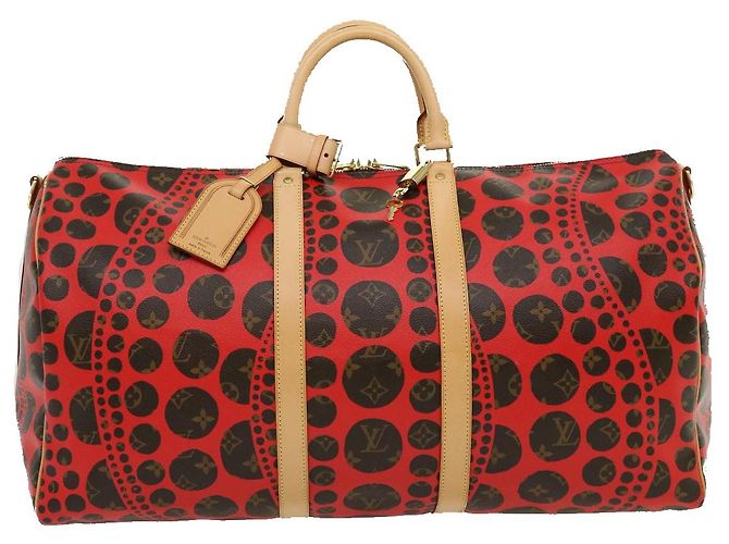 LOUIS VUITTON Monogram Yayoi Kusama Keepall Bandouliere55 Borsa M40695 Auth 30515SV Rosso Monogramma - vista 13