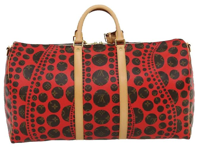 LOUIS VUITTON Monogram Yayoi Kusama Keepall Bandouliere55 Borsa M40695 Auth 30515SV Rosso Monogramma - vista 2