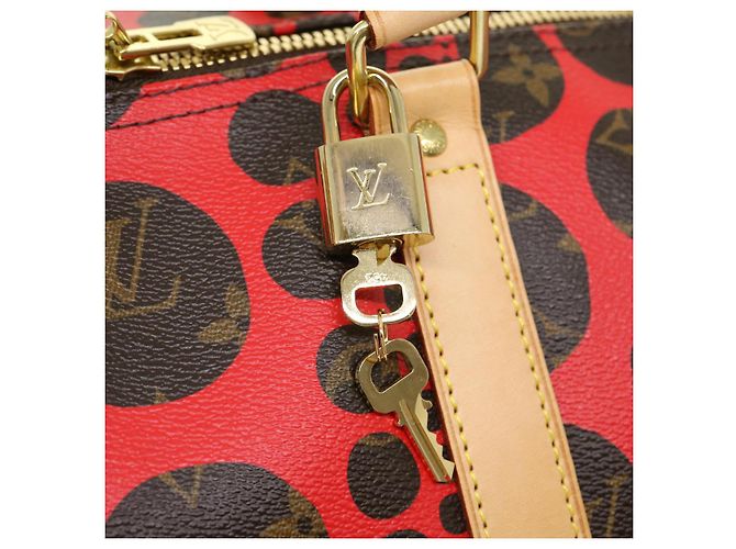 LOUIS VUITTON Monogram Yayoi Kusama Keepall Bandouliere55 Borsa M40695 Auth 30515SV Rosso Monogramma - vista 21