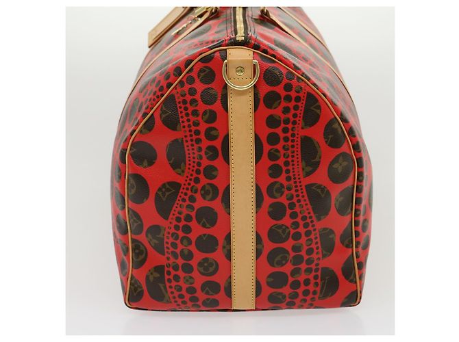 LOUIS VUITTON Monogram Yayoi Kusama Keepall Bandouliere55 Borsa M40695 Auth 30515SV Rosso Monogramma - vista 3