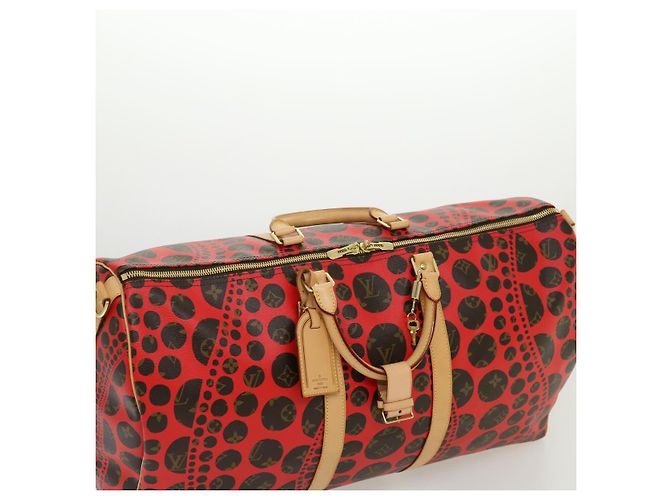LOUIS VUITTON Monogram Yayoi Kusama Keepall Bandouliere55 Borsa M40695 Auth 30515SV Rosso Monogramma - vista 6