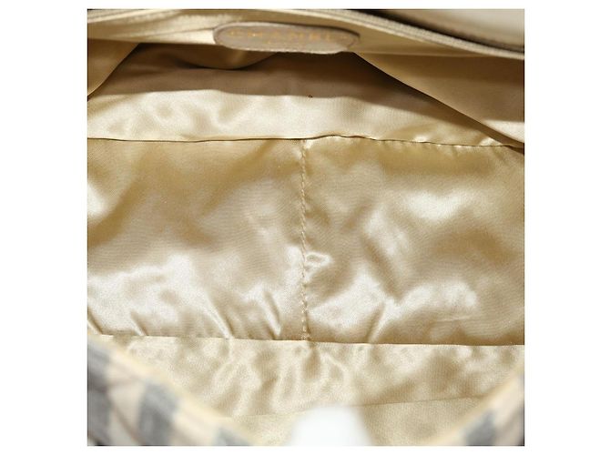 CHANEL Schultertasche Matelassé Canvas Hellblau Weiß CC Auth 48071AV - Ansicht 10