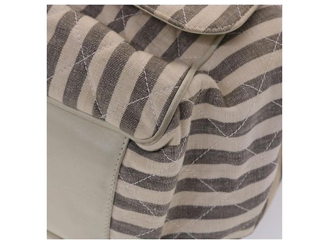 CHANEL Schultertasche Matelassé Canvas Hellblau Weiß CC Auth 48071AV - Ansicht 16