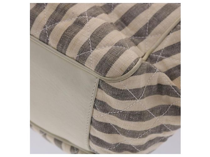 CHANEL Schultertasche Matelassé Canvas Hellblau Weiß CC Auth 48071AV - Ansicht 18