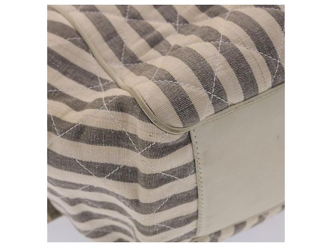 CHANEL Schultertasche Matelassé Canvas Hellblau Weiß CC Auth 48071AV - Ansicht 19
