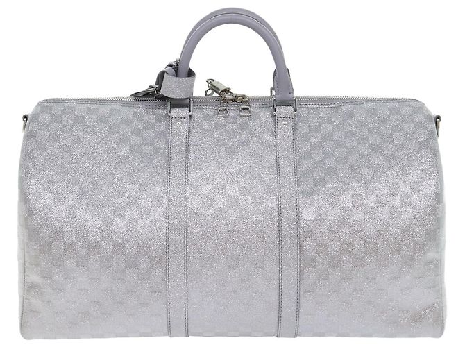 LOUIS VUITTON Borsa Keepall Bandoulière 50 Damier Glitter N58041 Auth LV 52528SV Argento - vista 13