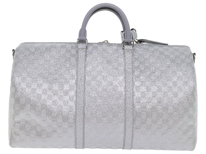 LOUIS VUITTON Borsa Keepall Bandoulière 50 Damier Glitter N58041 Auth LV 52528SV Argento - vista 2