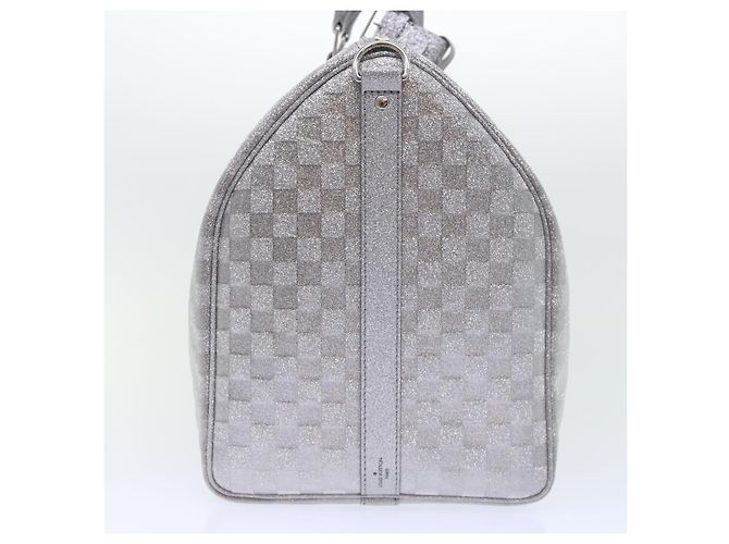 LOUIS VUITTON Borsa Keepall Bandoulière 50 Damier Glitter N58041 Auth LV 52528SV Argento - vista 4