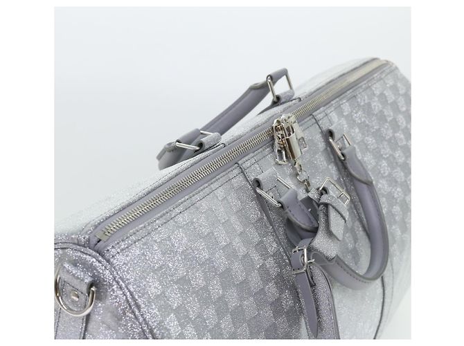 LOUIS VUITTON Borsa Keepall Bandoulière 50 Damier Glitter N58041 Auth LV 52528SV Argento - vista 6