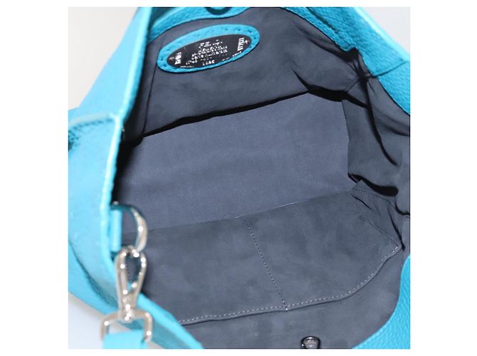 Borsa a Spalla FENDI Anna in Pelle 2way Blu Turchese Auth mr1226V - vista 11