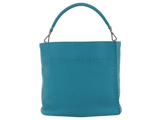 Borsa a Spalla FENDI Anna in Pelle 2way Blu Turchese Auth mr1226V - vista 13