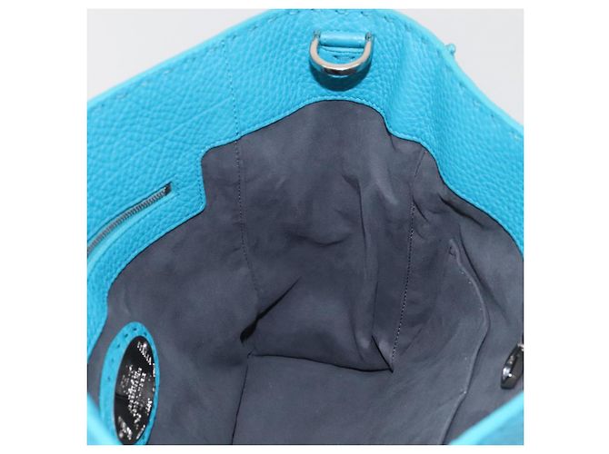 Borsa a Spalla FENDI Anna in Pelle 2way Blu Turchese Auth mr1226V - vista 19