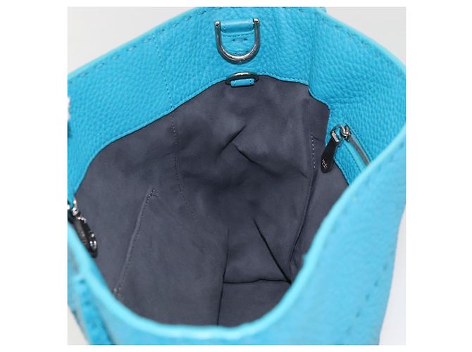 Borsa a Spalla FENDI Anna in Pelle 2way Blu Turchese Auth mr1226V - vista 20