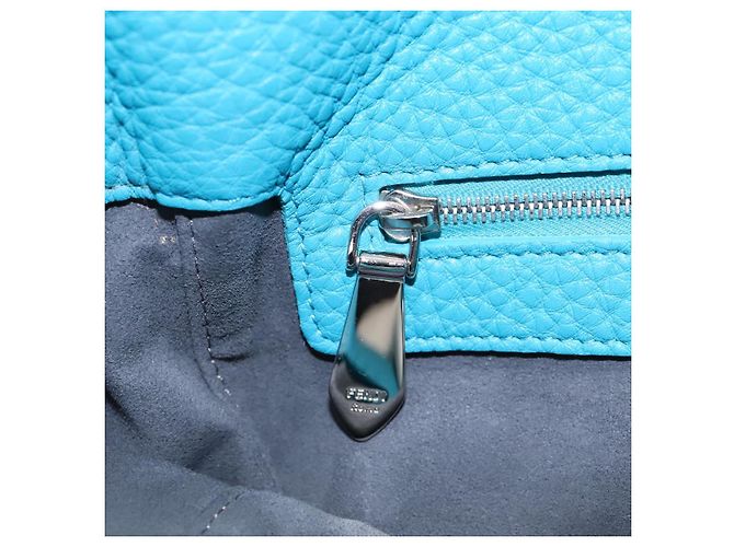 Borsa a Spalla FENDI Anna in Pelle 2way Blu Turchese Auth mr1226V - vista 21