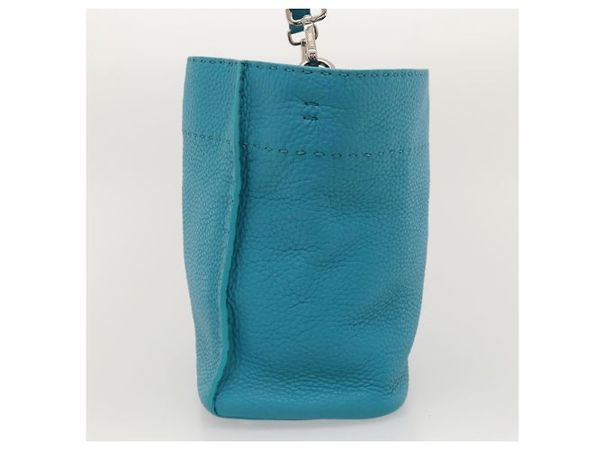 Borsa a Spalla FENDI Anna in Pelle 2way Blu Turchese Auth mr1226V - vista 3