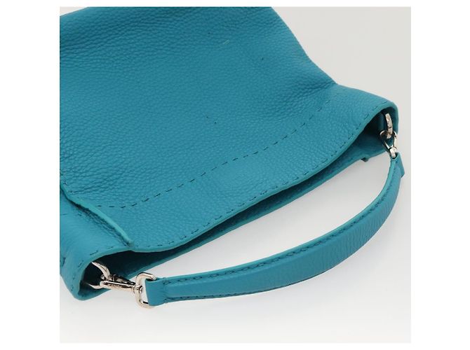 Borsa a Spalla FENDI Anna in Pelle 2way Blu Turchese Auth mr1226V - vista 7