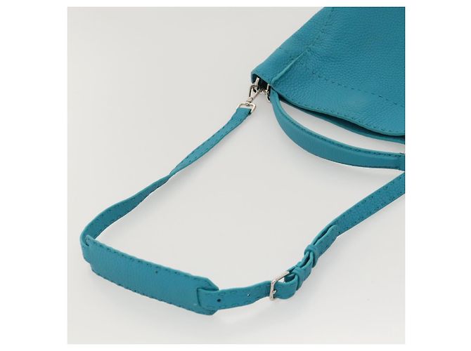 Borsa a Spalla FENDI Anna in Pelle 2way Blu Turchese Auth mr1226V - vista 8