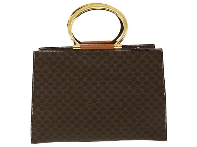 Céline Borsa a mano in tela Macadam CELINE in pelle PVC marrone Auth am3558V - vista 13