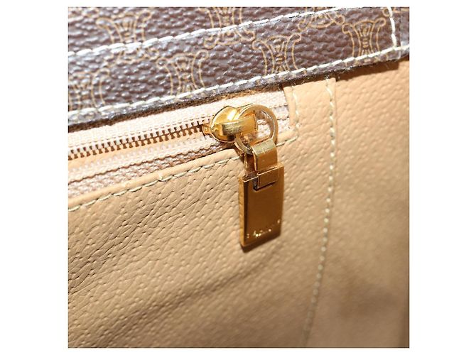 Céline Borsa a mano in tela Macadam CELINE in pelle PVC marrone Auth am3558V - vista 21