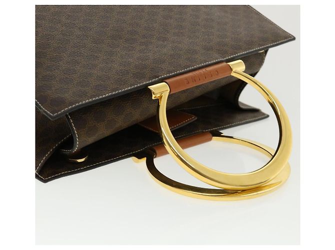 Céline Borsa a mano in tela Macadam CELINE in pelle PVC marrone Auth am3558V - vista 6