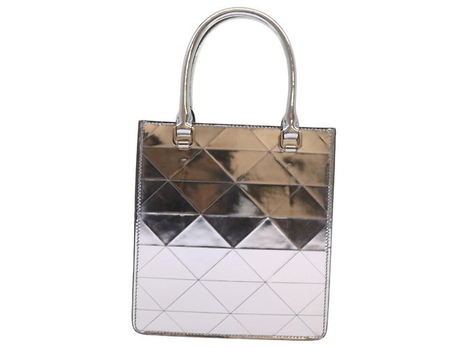 PRADA Borsa a Mano Pelle Metallica Argento Auth 59813SV - vista 2