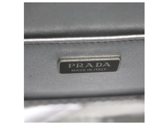 PRADA Borsa a Mano Pelle Metallica Argento Auth 59813SV - vista 21
