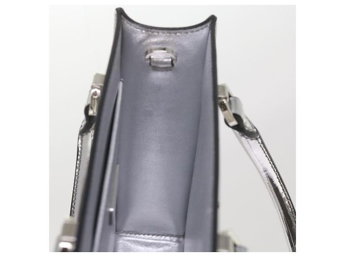 PRADA Borsa a Mano Pelle Metallica Argento Auth 59813SV - vista 22