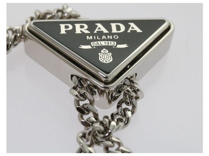 PRADA Borsa a Mano Pelle Metallica Argento Auth 59813SV - vista 29
