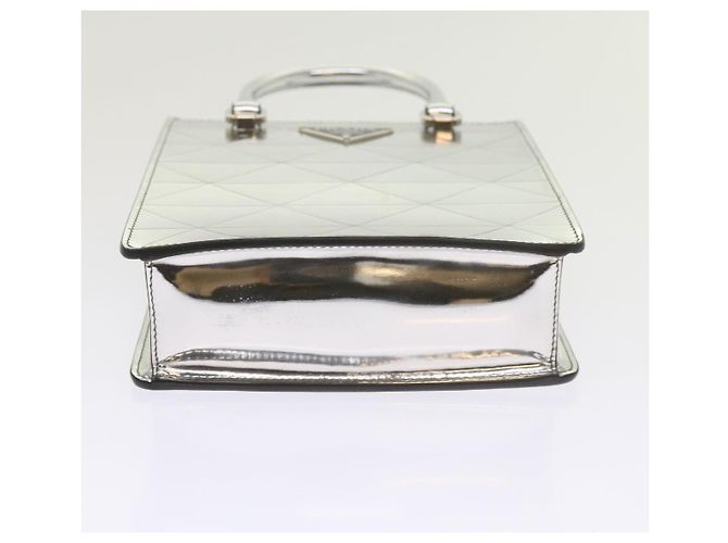 PRADA Borsa a Mano Pelle Metallica Argento Auth 59813SV - vista 6