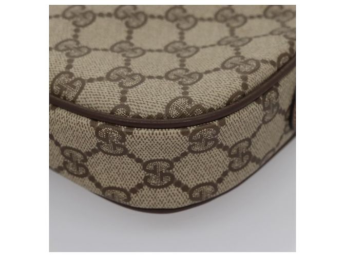 Borsa a Spalla GUCCI GG Supreme Web Sherry Line PVC Beige Marrone Argento Auth BA103 - vista 11