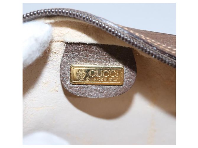 Borsa a Spalla GUCCI GG Supreme Web Sherry Line PVC Beige Marrone Argento Auth BA103 - vista 16