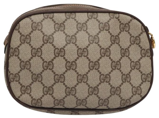 Borsa a Spalla GUCCI GG Supreme Web Sherry Line PVC Beige Marrone Argento Auth BA103 - vista 3